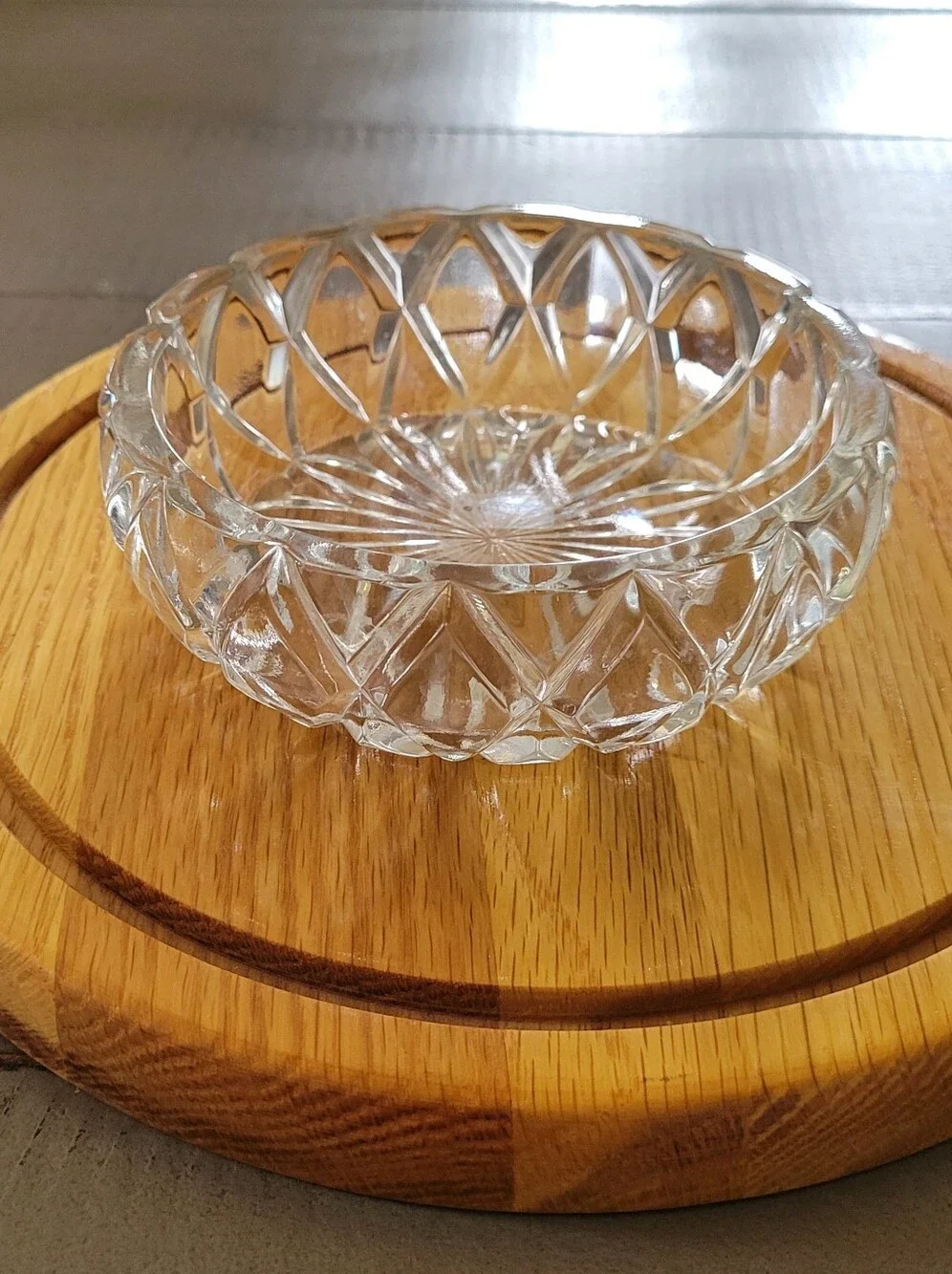 Clear Glass Decorative Bowl - Classic Cut Pattern